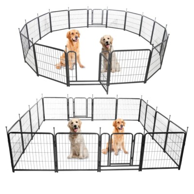 16 Panels Dog Playpen for Outdoor,yard,camping,24''Height Dog Fence with 2 Doors