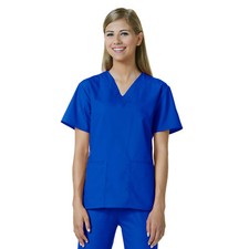 Maevn Women's Royal Scrub Top 1016 Medical 2-Pocket V-Neck Sizes XXS to 5XL