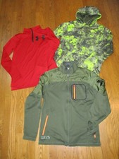 UNDER ARMOUR HOODIE LOT OF 3 BOYS YOUTH XL CAMO HOODIE, COMBINE ZIP  RED QUARTE