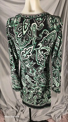 Womens Size S Kelly Green & White Paisley Sheath Dress Long-Sleeve  Polyester | eBay