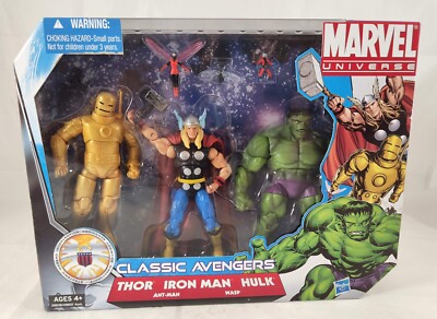 Marvel Universe 3.75” Classic Avengers Set Iron Man Thor Hulk Ant