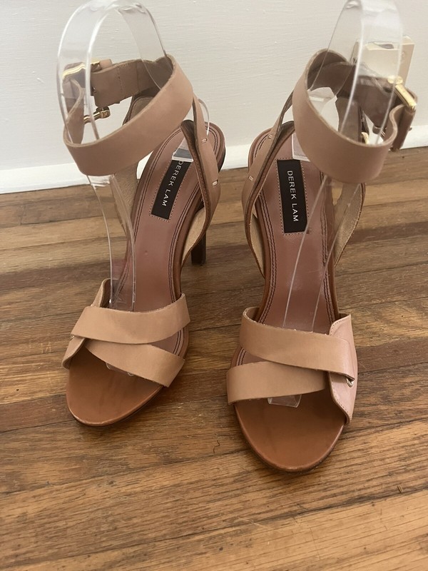Derek Lam Flynn Tan Leather Ankle Strap Sandal Heels Open Toe 6.5 Womens