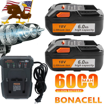 18 Volt Hyper Battery For Ridgid 18V R840087 R840085 Rigid 18V Tools +Charger