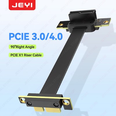 JEYI PCIe 3.0/4.0 X1 Riser Cable, 90° Right Angle PCI Express X1 Extension Cable