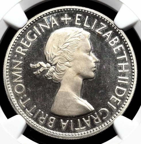 GREAT BRITAIN 1953 Elizabeth II Coronation Proof 1/2 Crown, NGC PF65 Ultra Cameo
