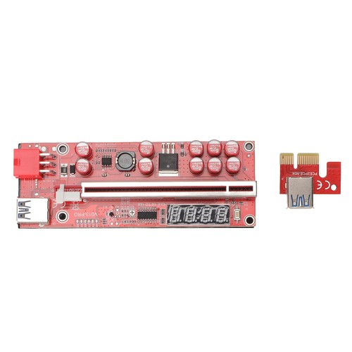 PCIE Riser 1x To 16x 10 Capacitors PCIE Riser 1x To 16x Adapter With USB 3.0 NEW - Afbeelding 10 van 12
