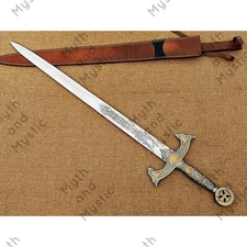 Templar Knight Sword Handmade Decorative Fantasy Display W Sheath Christmas Gift