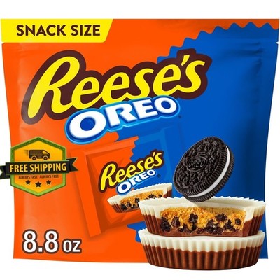 Reese's Oreo Milk Chocolate & White Creme Snack Size Peanut Butter Cups 8.8oz