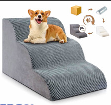 Handmade 2-Step Foam Dog Stairs Non-Slip Indoor for Couch/Bed, Gray
