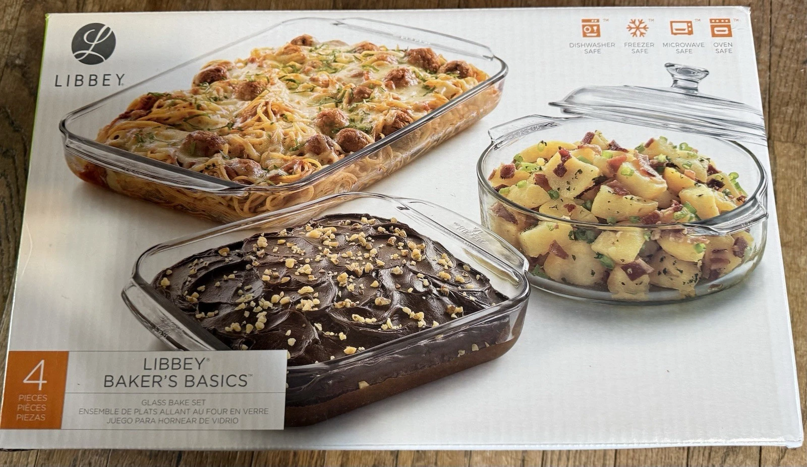 Libby Bakers Basics 4 Piece Glass Bake Set New