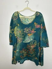 Collections Etc Top Women Floral Sequin Spring Blouse Artsy Plus Size XXL