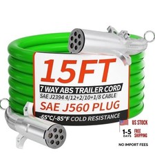 7 Way Trailer Cord 15 FT ABS Heavey Duty, Flexible -85 F Cold Resistance