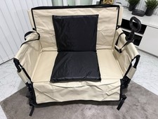 Collapsible Folding Wagon with Sofa Seat Cart Trolley 445lbs Heavy Duty Wheel