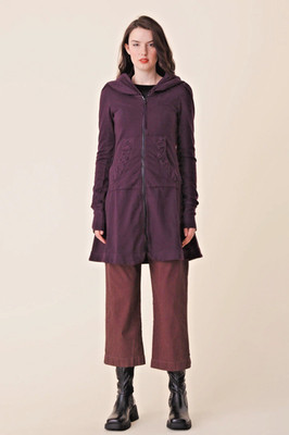 PRAIRIE UNDERGROUND women's M coat Long Cloak Hoodie purple Cotton Victorian zip