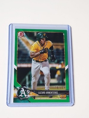 Topps Bowman 2018 Lazaro Armenterios Oakland A's Athletics Green MLB /99