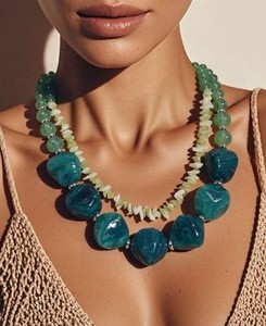 Collier en résine Grandes perles multicolore Chunky Acrylique déclaration Boho Retro