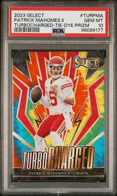 2023 Panini Select Turbocharged Patrick Mahomes TUR-PMA Tie-Dye Prizm /25 PSA 10