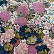 100 Assorted Embroidered Iron On Patches Bulk Lot Boho Festival Craft DIY Resale