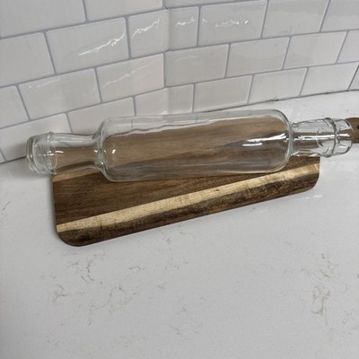 Vintage Clear Glass Rolling Pin ''No Cork Stopper'' 14'' Baking & Cooking