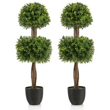 2-Pack 40" Artificial Boxwood Topiary Ball Tree Faux Plant for Decoration