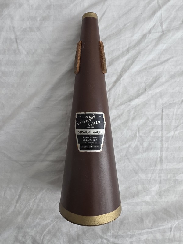 Vintage Humes & Berg Stonelined Straight Mute for Tenor Trombone Brown Gold