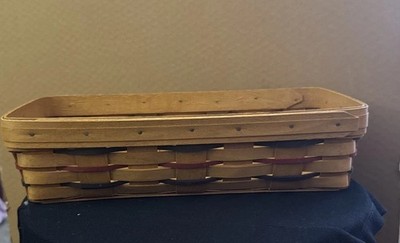 Vintage LONGABERGER Woven Bread Basket, Green and Red Accents, 1995