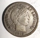 1916 Barber 10C Dime 90% Silver - Fine   Details (D1)