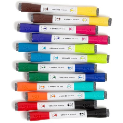 Vibrant Double-Ended White Board Markers, 12 Assorted Colors