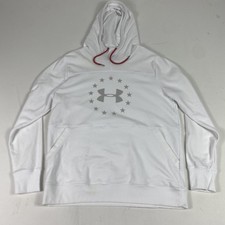 Under Armour Hoodie Mens Large White Threadborne Pullover UA Logo Sweatshirt