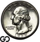 1939-S Washington Quarter, Tough This Nice, Solid Gem BU++