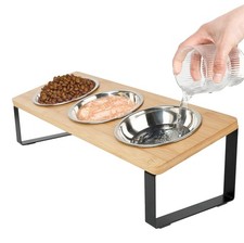 Elevated Cat Bowl 15 Tilted Stand 3 Stainless Steel Food Water Dish For Pet