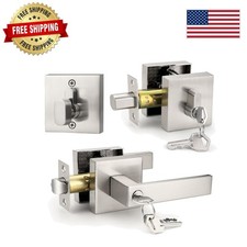 Durable Square Lever and Deadbolt Lock Set for Enhanced Home or Office Security