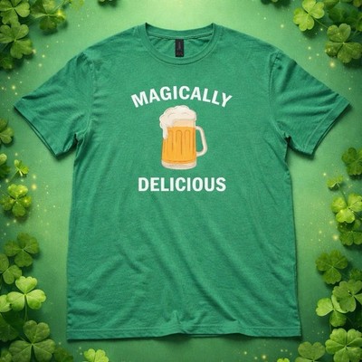 Beer Graphic Green Cotton Blend Men's Regular Short Sleeve Funny T-Shirt