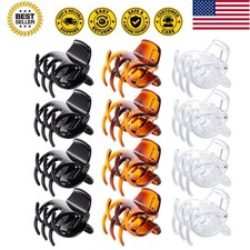 12 Pcs Medium Hair Claw Clips For Women Girls, Black/Brown/Clear