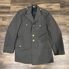 Vintage US Army Class A Service Dress Unifrom Jacket Men's 36R Green Gold Button