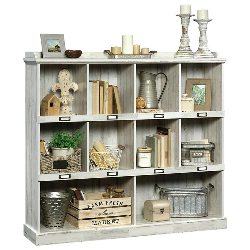 Librería de 10 cubos de madera de ingeniería Sauder Barrister Lane en tablón blanco Foto 3 de 4