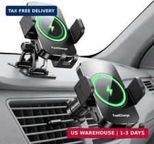 Wireless Car Charger, 15W Fast Charging Auto-Clamping Phone Holder Phone Mount W