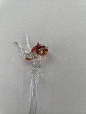 Antique glass Cocktail Swizzle Stick Fish Design