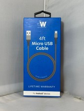 2 - Just Wireless 4 ft Micro USB Cable for Android Devices Lifetime Warranty New