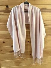 Brassloom Pink Scarf/ Shaw 70% Pashmina Cashmere 30% Silk Hand Made Nepal Preppy