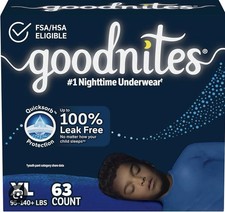 Goodnites Boys Nighttime Underwear XL 95-140 lbs , 63 COUNT 