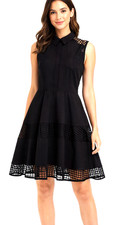 Signature Collection Black Collared Sleeveless Dress Peekaboo Panels Size XL