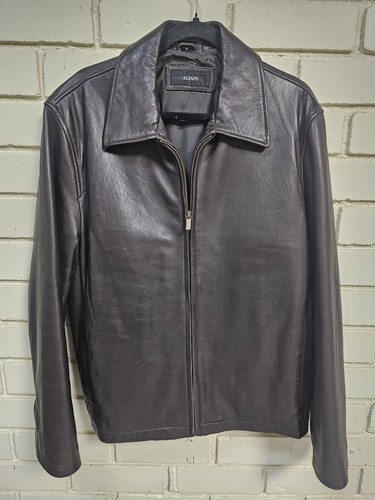 Chaqueta de cuero suave negra genuina Alfani para hombre mediana cremallera completa excelente estado - Imagen 1 de 12