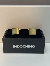 Indochino Gold-Tone Grooved Bullet-Back Cufflinks w/ Box – Mens Brand New