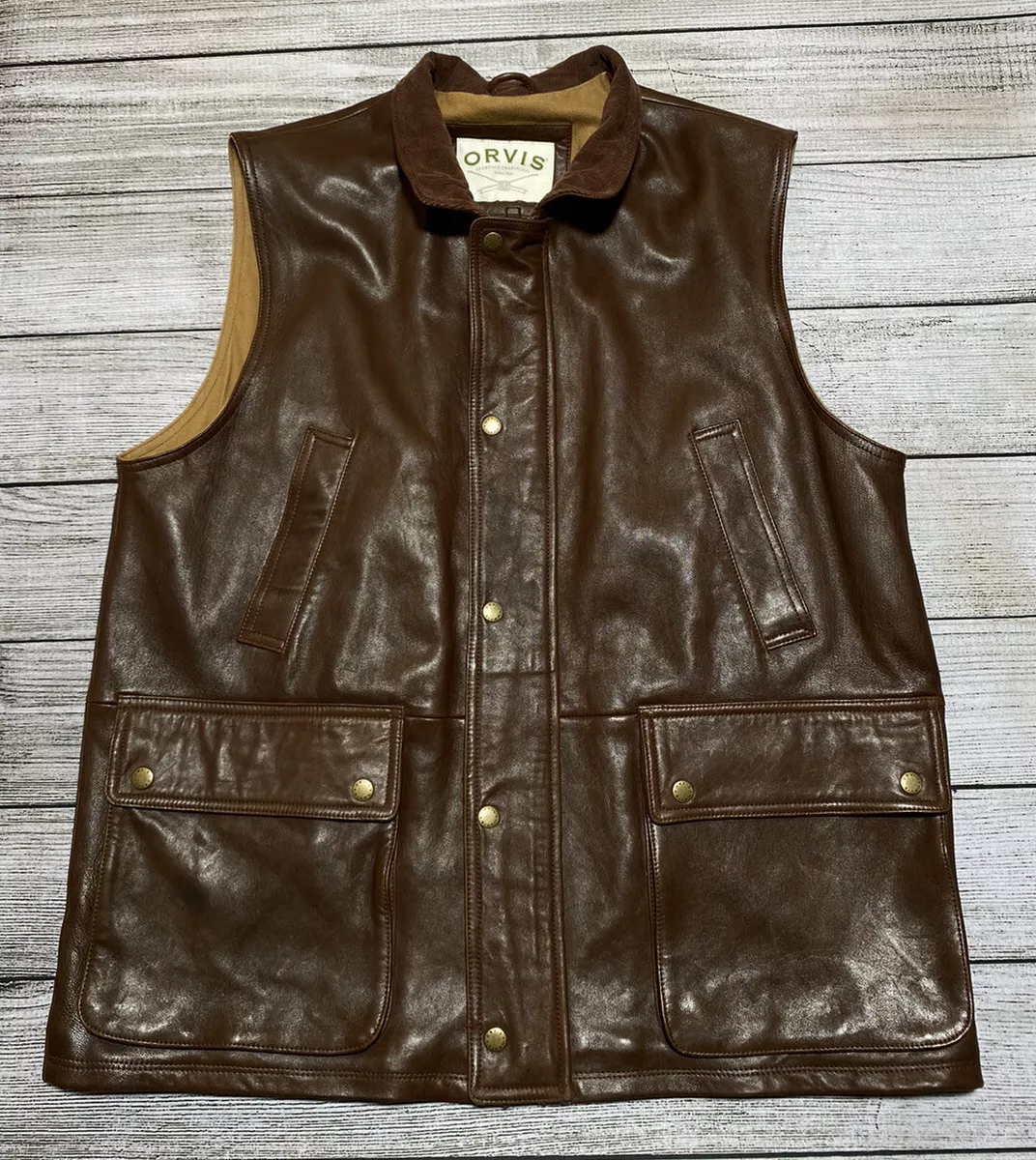 ORVIS Munitions Lambskin Vest Brown Soft Leather Hunting Shooting Fishing  Sz L | eBay