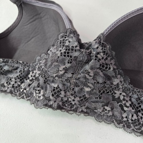 Adore Me Women Bra 42D Gray Lace Band Front Closure Racerback Push Up - Picture 6 of 8