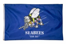 Navy Seabees Flag 3x5ft Polyester Can Do Miltary Banner Man Cave Garage USN USA