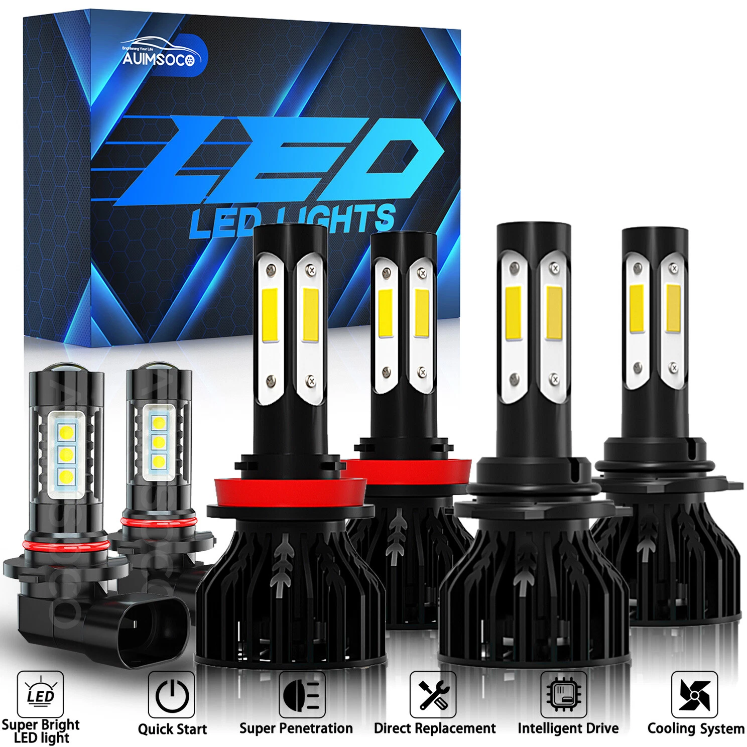 For Ford Expedition 2019-2021 LED Headlight High Low Beam Fog Light Bulbs White