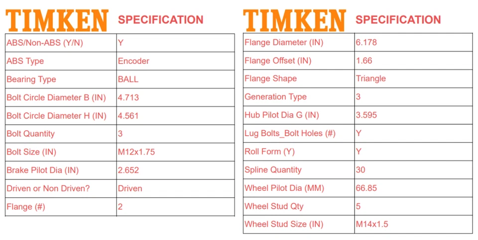 Пара подшипников передних или задних колес и ступица в сборе Timken для Allure Buick Malibu - Изображение 3 из 4