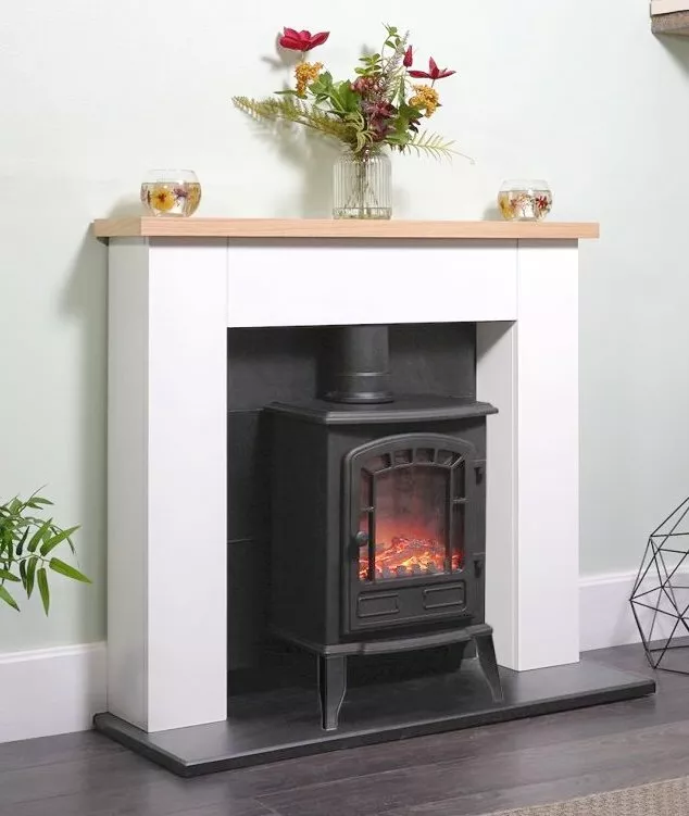 White oak 2024 electric fireplace